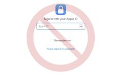 Screenshot showing the Apple ID login page with the NO symbol