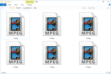 Screenshot of several MPEG files in Windows 10