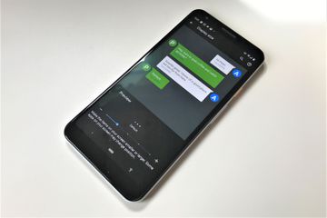 A photo of a Google Pixel 3 running Android 11 and showing the Display Size setting