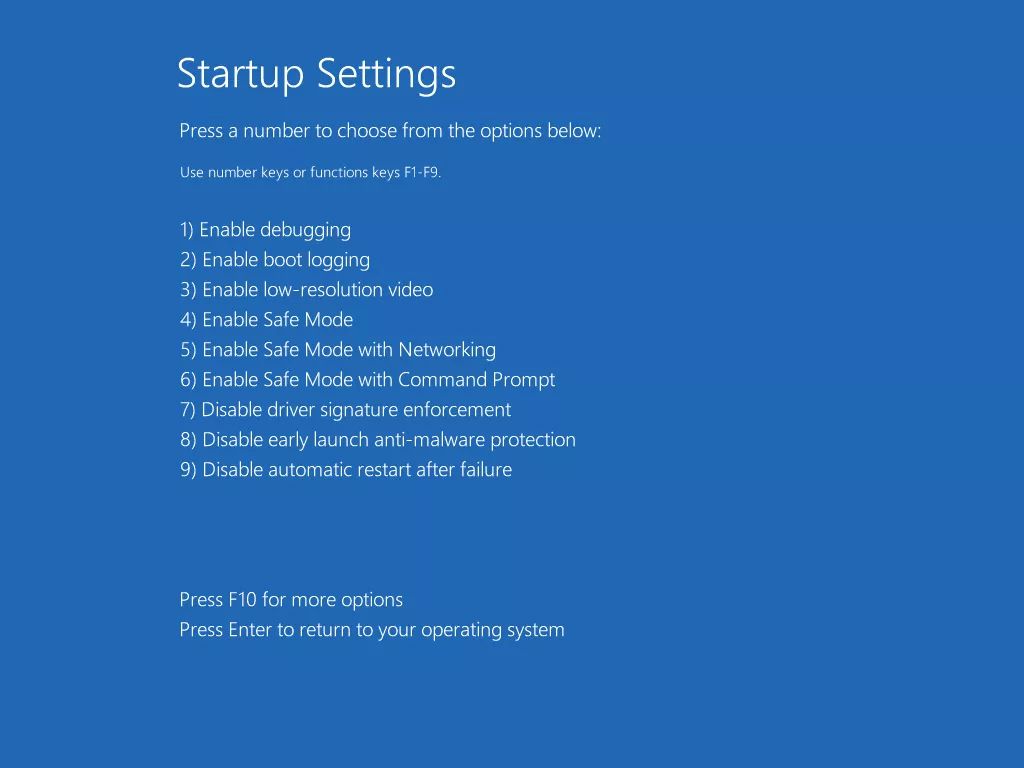 Startup Settings