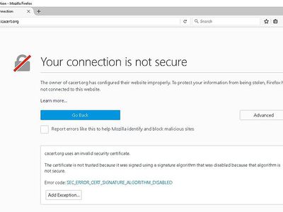 Error Message 'Your connection is not secure' on Firefox