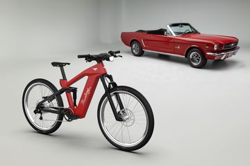 A Ford Mustang cr and a Ford Mustang e-bike. 