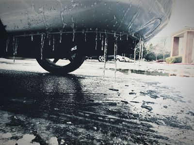 Icicles on the bottom of a car