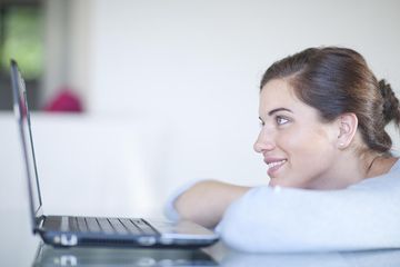 Businesswoman using laptop computer