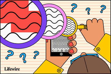 Illustration of Safari on iPhone with a person holding a magnifying glass to the iPhone