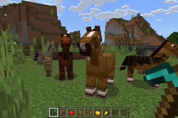 A horse family in Minecraft