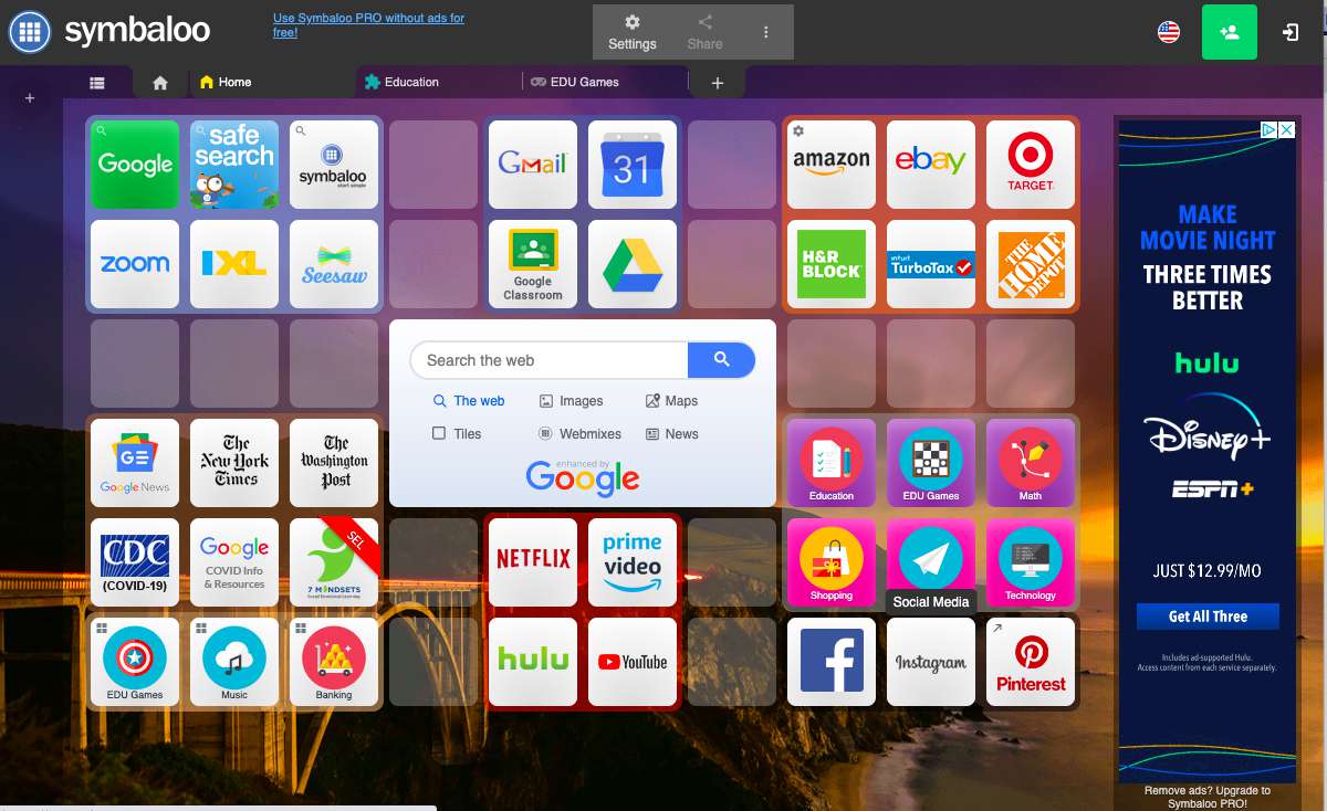 Symbaloo home page