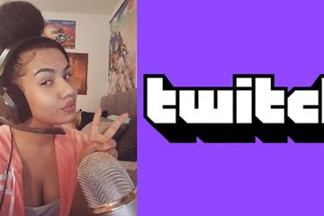 Katie Robinson / Pikachulita on Twitch, whit the Twitch logo displayed beside her. 