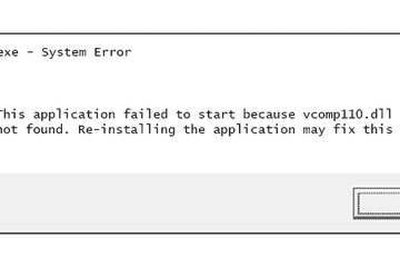 Screenshot of a vcomp110 DLL error message in Windows