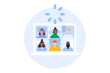 Google Meet illustration with loading icon