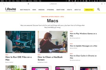 Safari browser showing Lifewire.com Mac section in fullscreen mode.