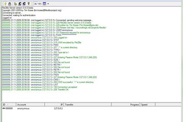 FTP session in FileZilla