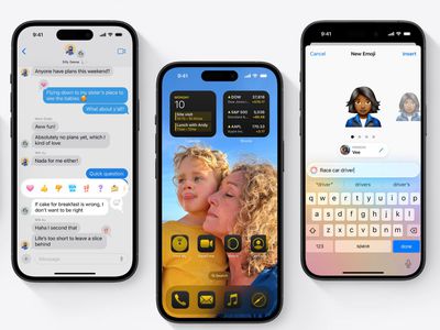 Five iPhones showing various features of iOS 18