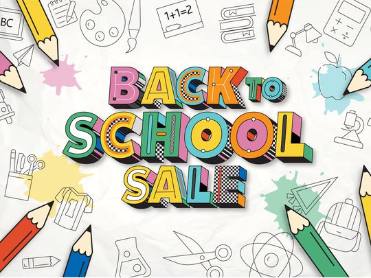 Illustration of a Back to school sale in retro 90s style.