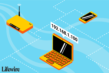 An illustration of a laptop with the address 192.168.1.100 on a network.