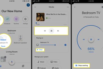 Managing media playback to a Chromecast in the Google Home app for iPhone.