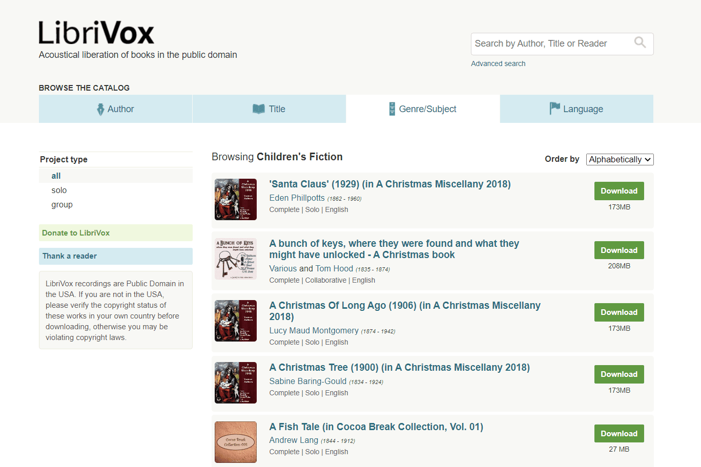 librivox free children's fiction books