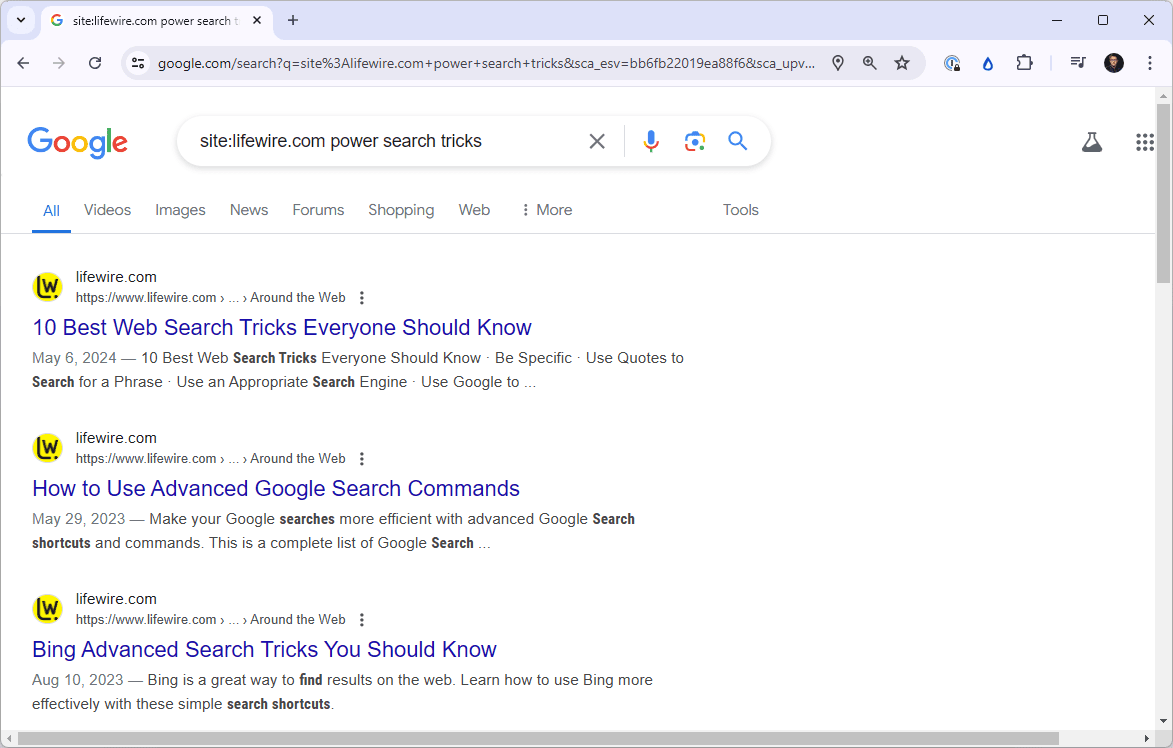 A single site search on Google