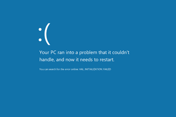 Screnshot of a 0x5C / HAL_INITIALIZATION_FAILED Blue Screen of Death (BSOD) in Windows 8