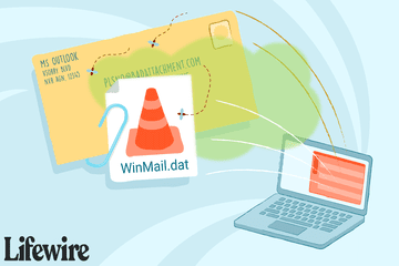 An illustration showing winmail.dat files attached to an email.