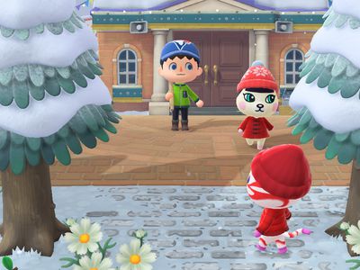 Villagers gathered in front of Resident Services in Animal Crossing: New Horizons.