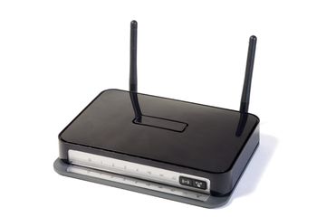 Black router on white background