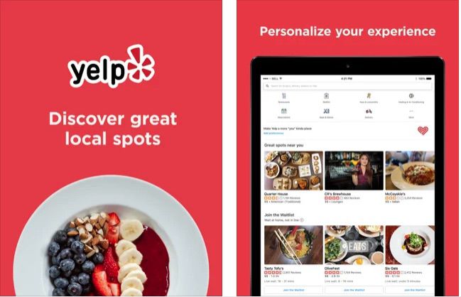 Yelp free app on iPad