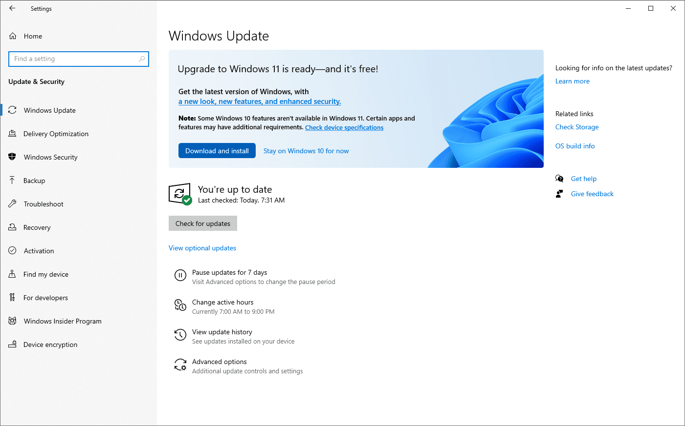 Windows 11 update alert in Windows 10