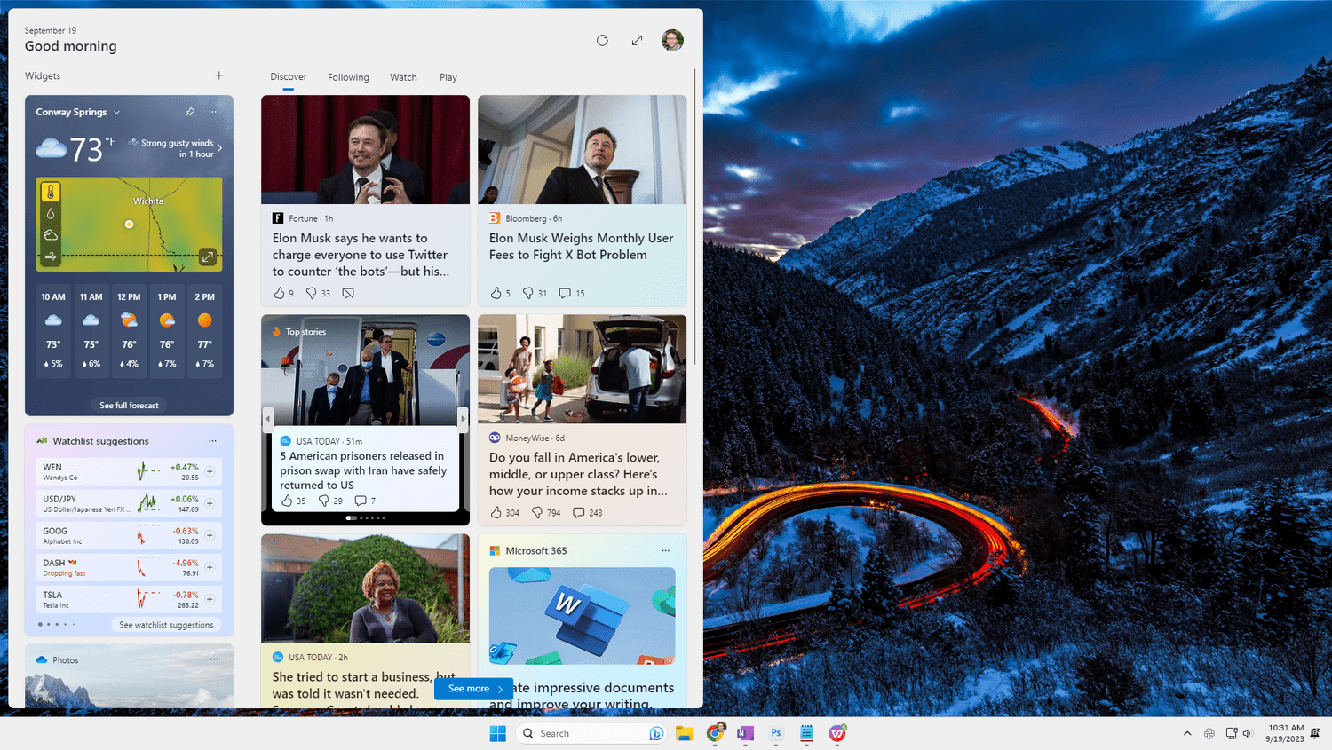 Windows 11 widgets menu