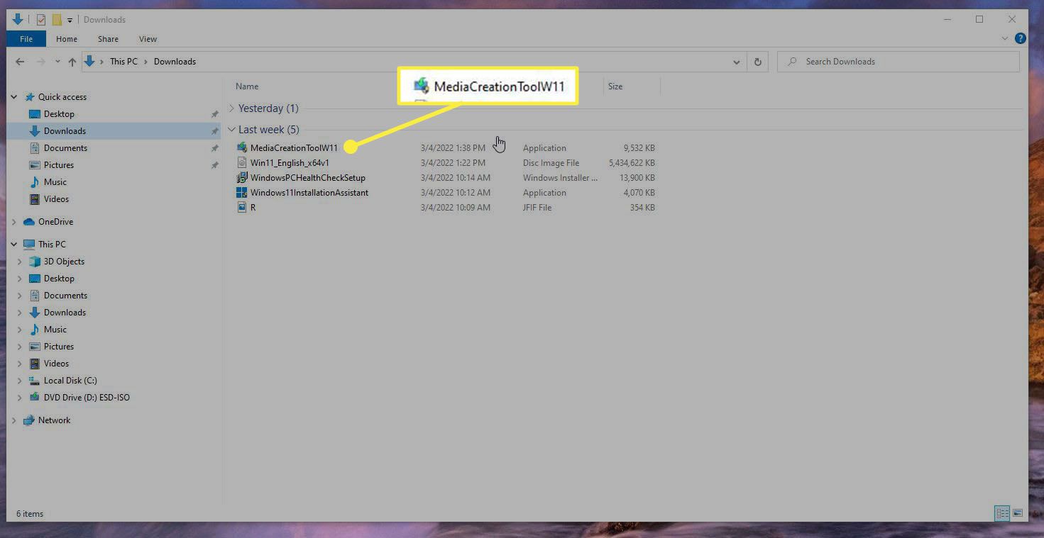 The Media Creation app in Windows Explorer.