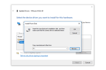 Screenshot of the Update Driver Wizard in Windows 10