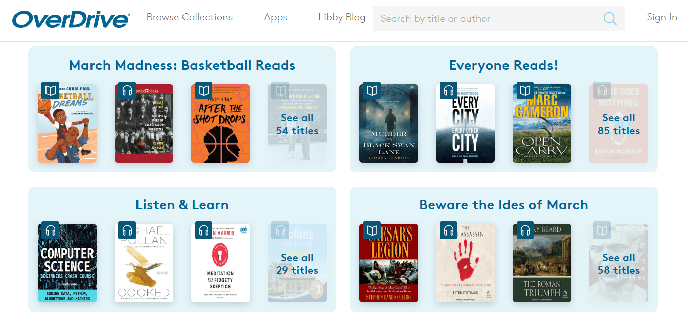 overdrive free book collections