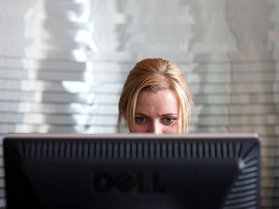 Person looking at computer monitor