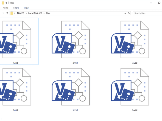 A collection of VSD files in a folder