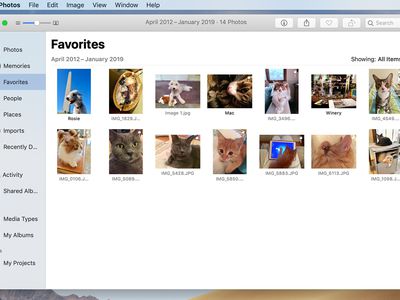 Mac Photos app showing the Favorites folder