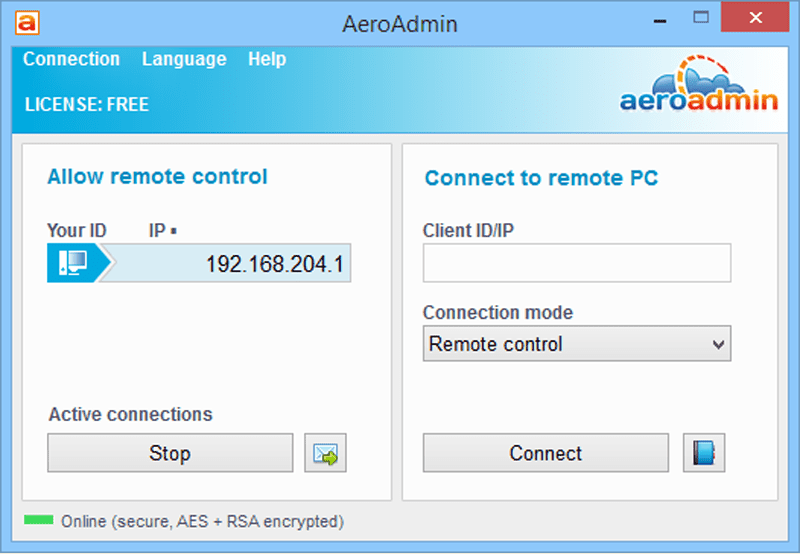 AeroAdmin v4.0 in Windows 8