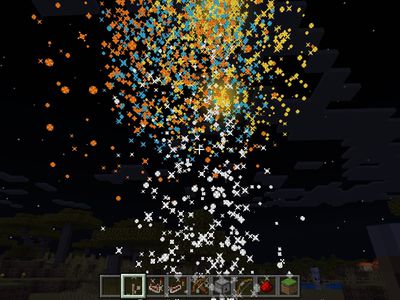 A Fireworks display in Minecraft