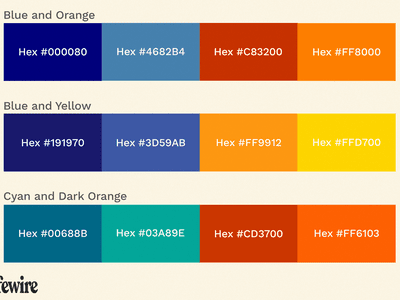 Color swatches of Blue and other colors with hex numbers