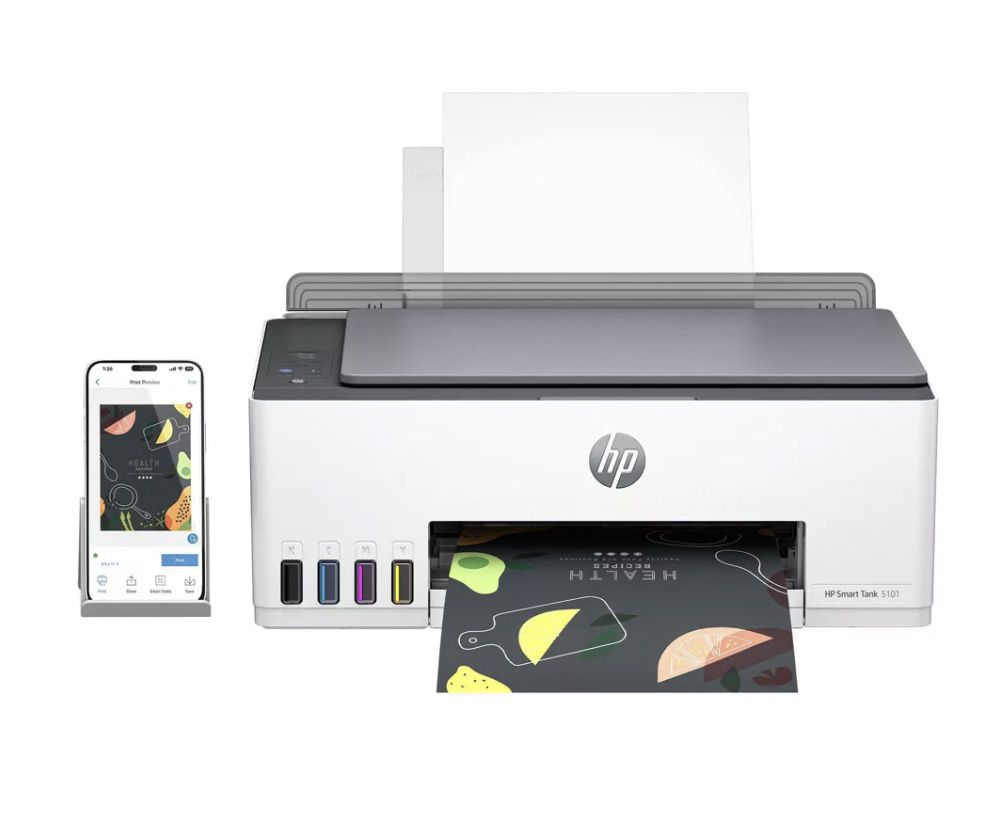 HP Smart Tank 5101 Wireless All-In-One Color Refillable Supertank Printer.