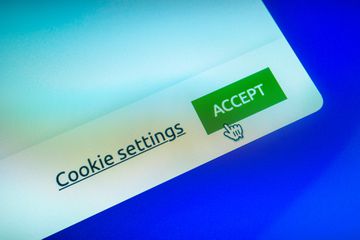 Close up of accept cookie settings online