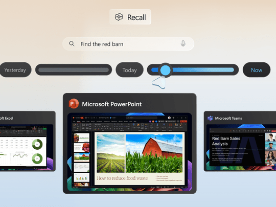 An example of the Microsoft Recall preview feature that's coming to Copilot+ PCs.