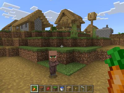 A child in a village in Minecraft