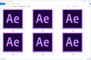 Screenshot of several AAF files in Windows 10