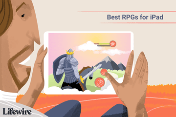 An illustration of a person playing one of the best RPG games in this list on his iPad.