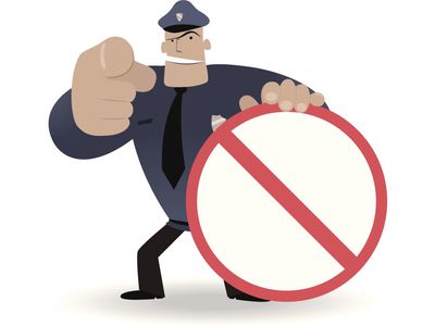 cartoon police officer blocking ads