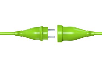 Picture of a green electric power plug and cable