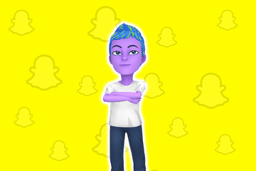 The Snapchat My AI avatar on a yellow background