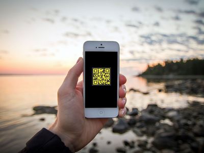 A QR code on an iPhone