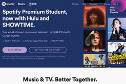 Photo of "Spotify Premium Student now with Hulu and SHOWTIME" get started page