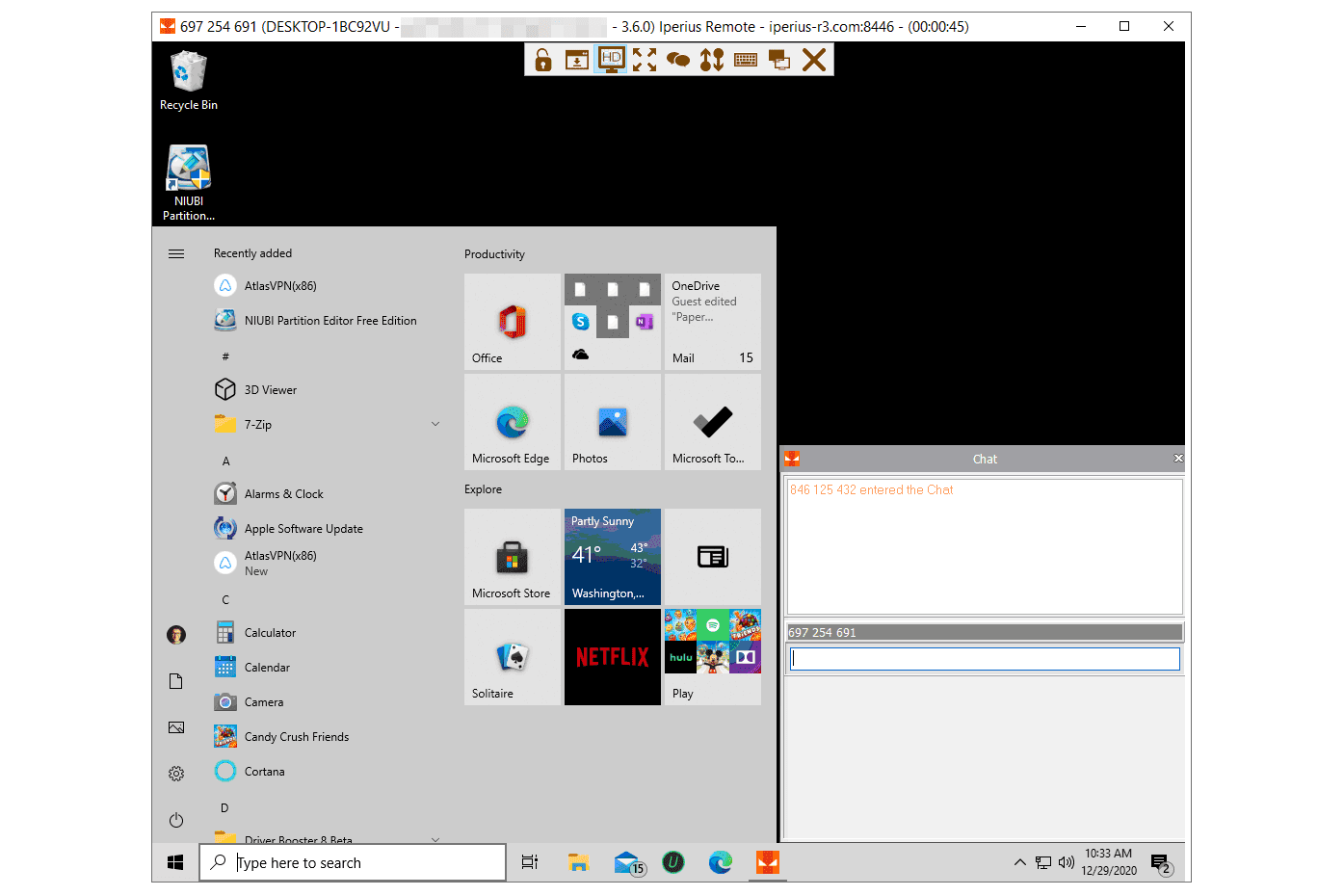 Screenshot of Iperius Remote in Windows 10